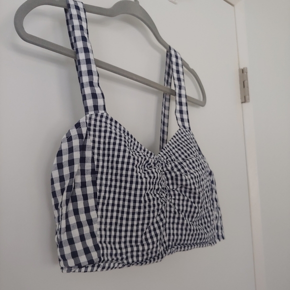 Anthropologie Maeve Blue Gingham Crop Top Size 8 - Picture 4 of 10